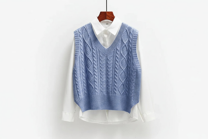 Chaleco con Cuello de Pico – Azul