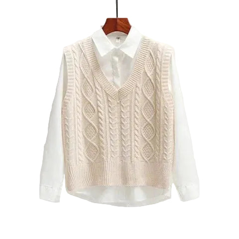 Chaleco con Cuello de Pico – Beige