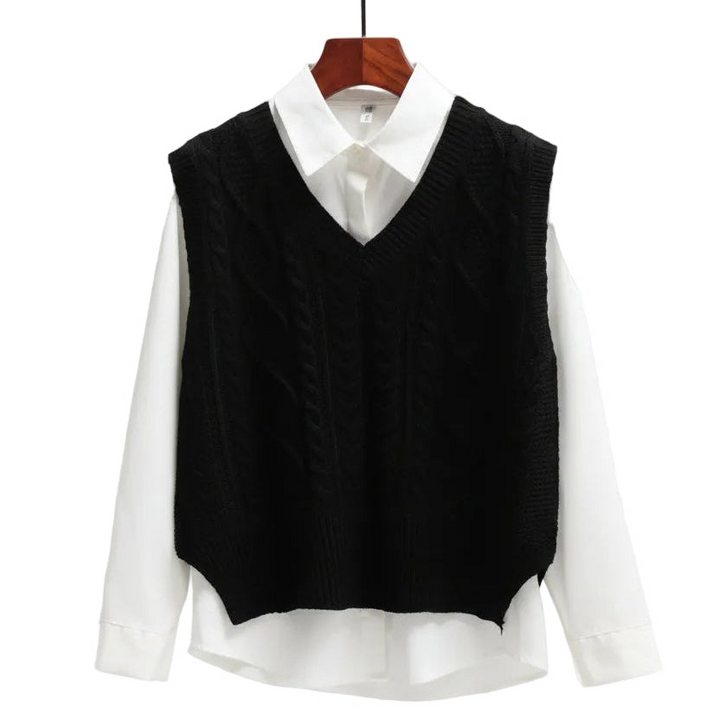Chaleco con Cuello de Pico – Negro