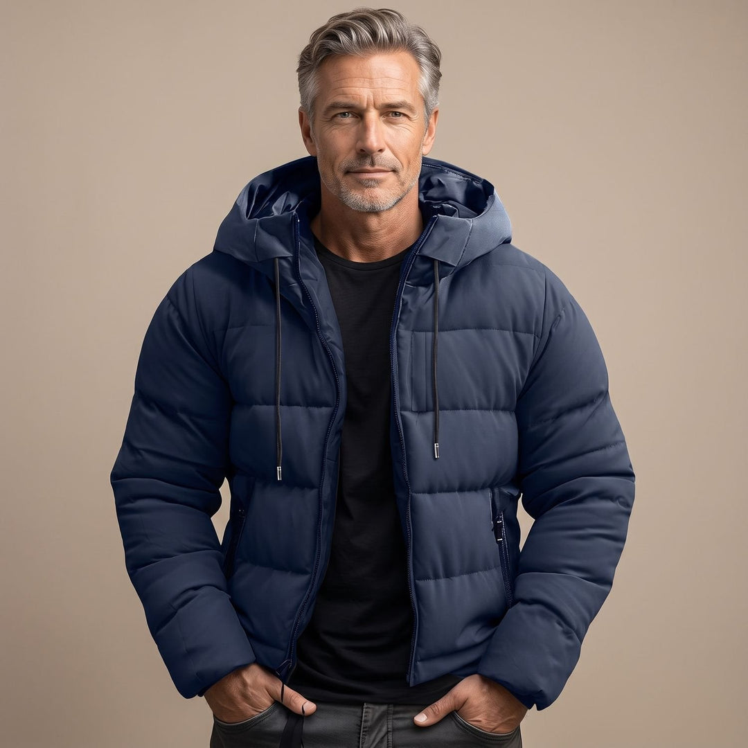 Chaqueta Acolchada con Capucha Ajustable – Azul