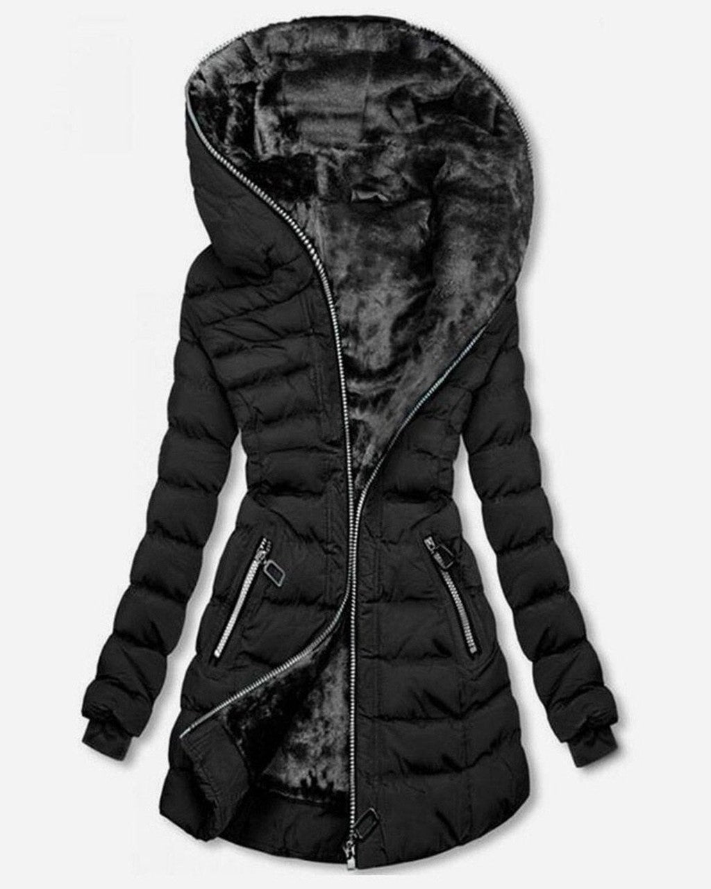 Chaqueta Acolchada con Capucha – Negro