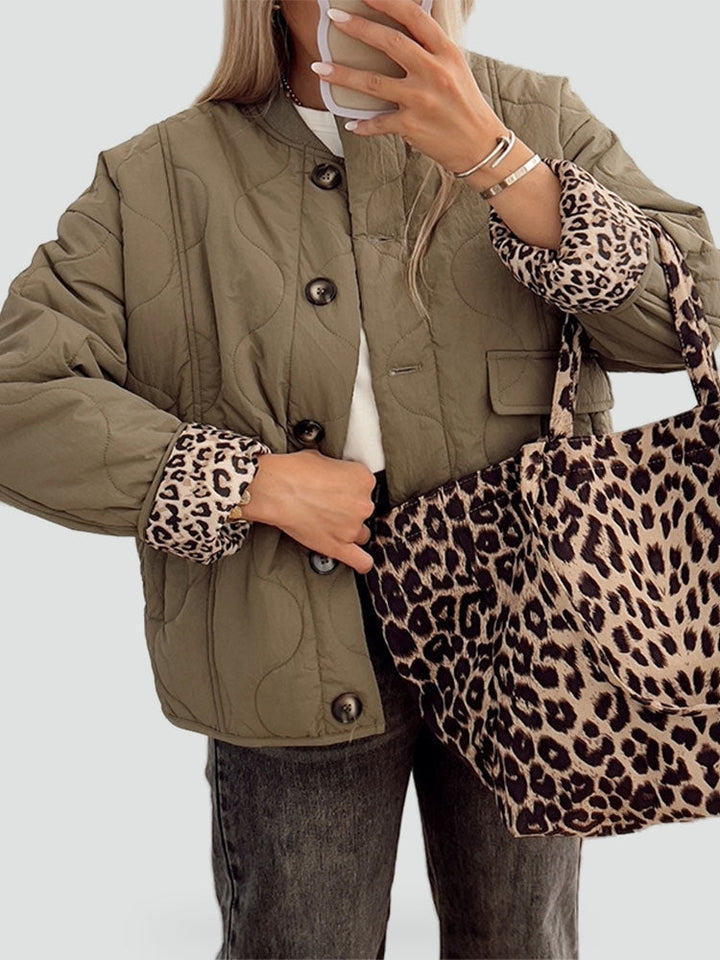 Chaqueta Acolchada con Botones – Verde