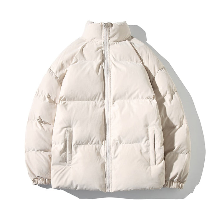 Chaqueta Acolchada de Cuello Alto – Beige