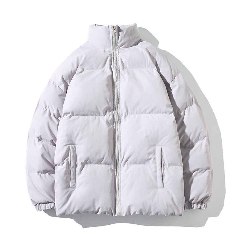 Chaqueta Acolchada de Cuello Alto – Gris