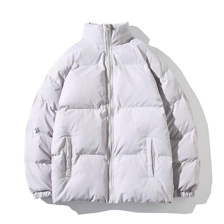 Chaqueta Acolchada de Cuello Alto – Gris
