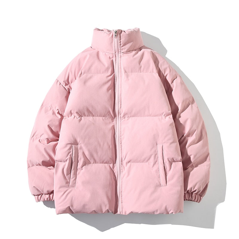 Chaqueta Acolchada de Cuello Alto – Rosa