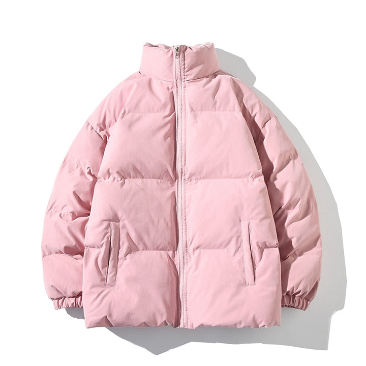 Chaqueta Acolchada de Cuello Alto – Rosa