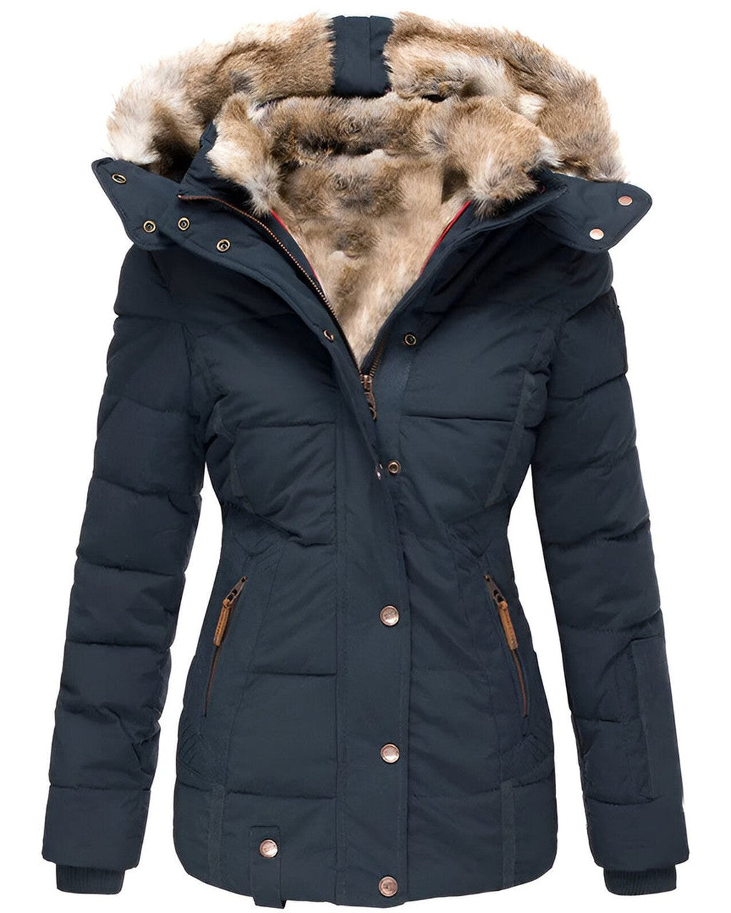 Chaqueta Acolchada Entallada – Azul Marino