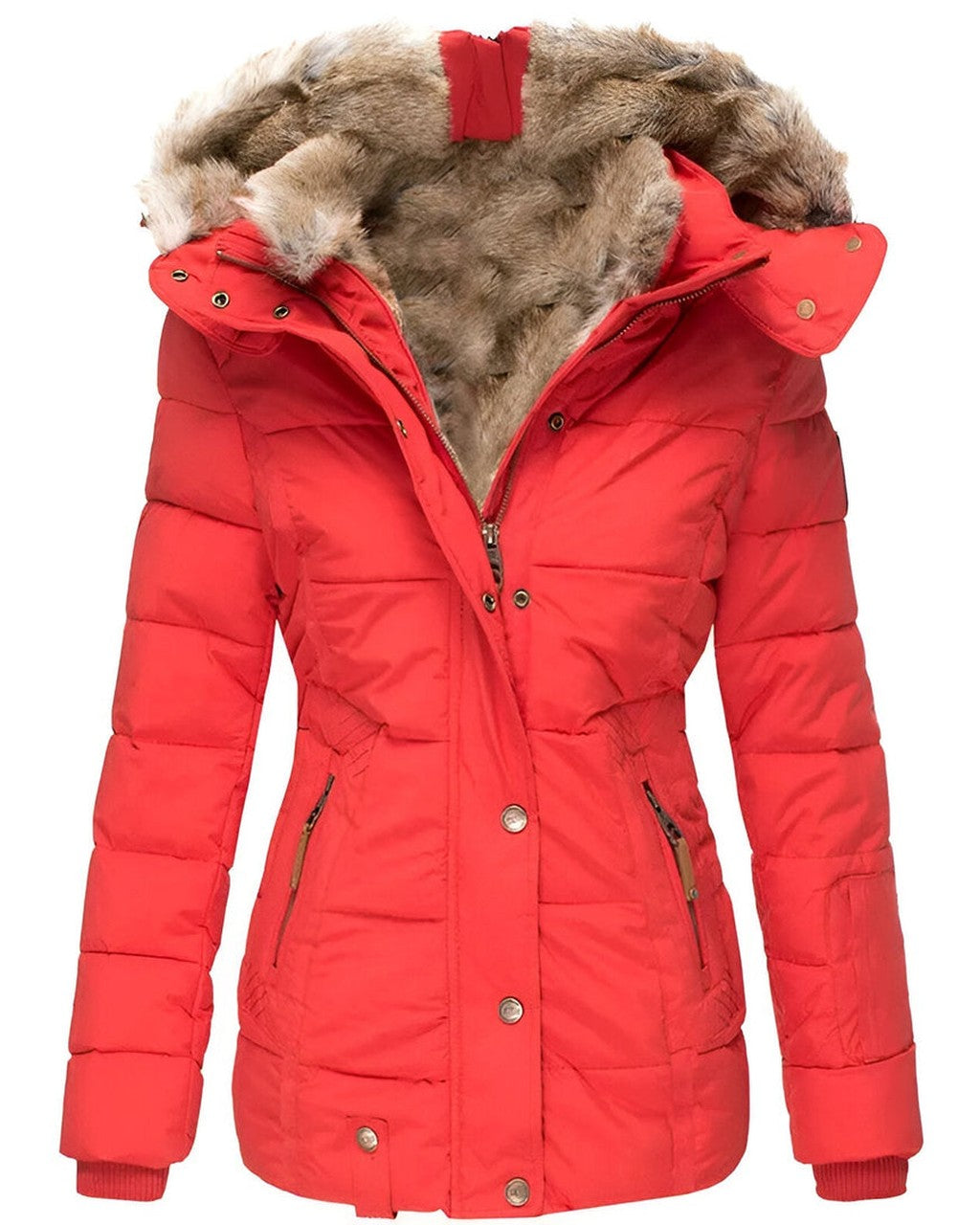 Chaqueta Acolchada Entallada – Rojo