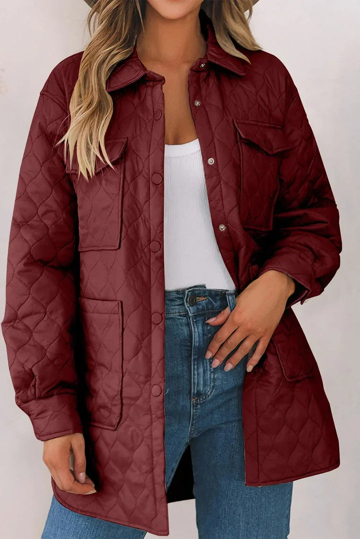 Chaqueta Camisera con Bolsillos – Burdeos