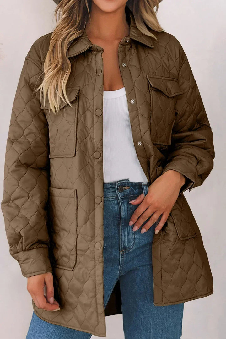 Chaqueta Camisera con Bolsillos – Camel