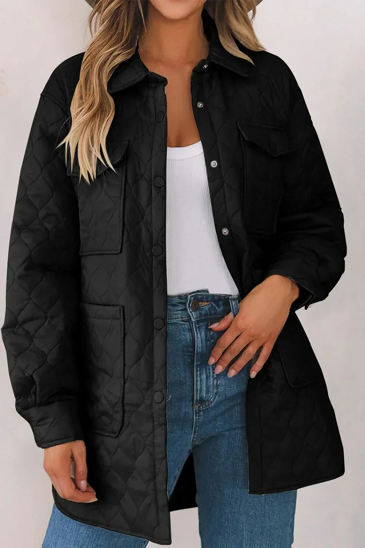 Chaqueta Camisera con Bolsillos – Negro