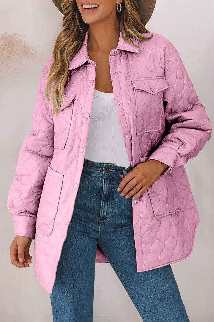 Chaqueta Camisera con Bolsillos – Rosa