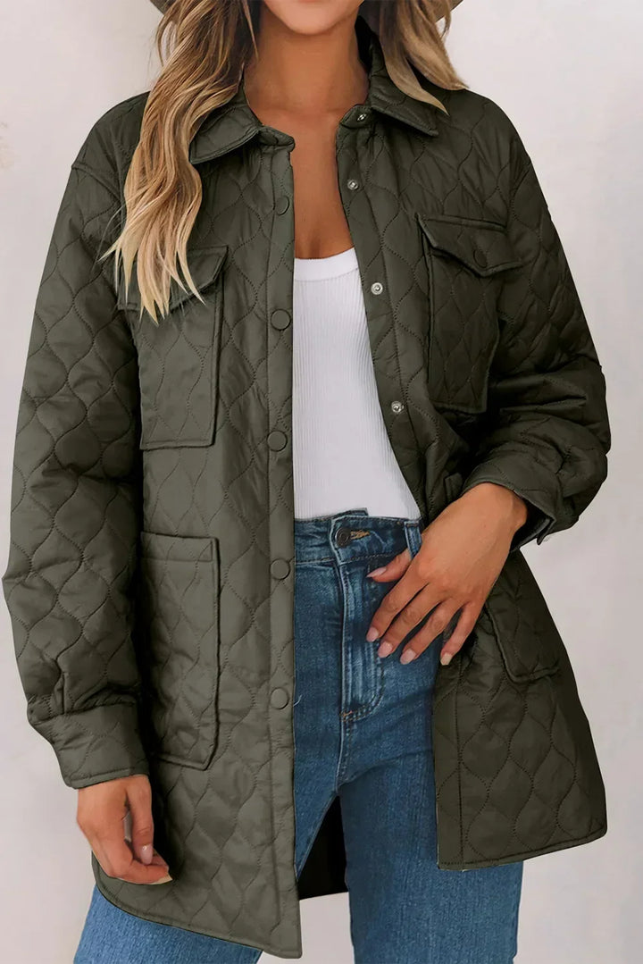 Chaqueta Camisera con Bolsillos – Verde Militar