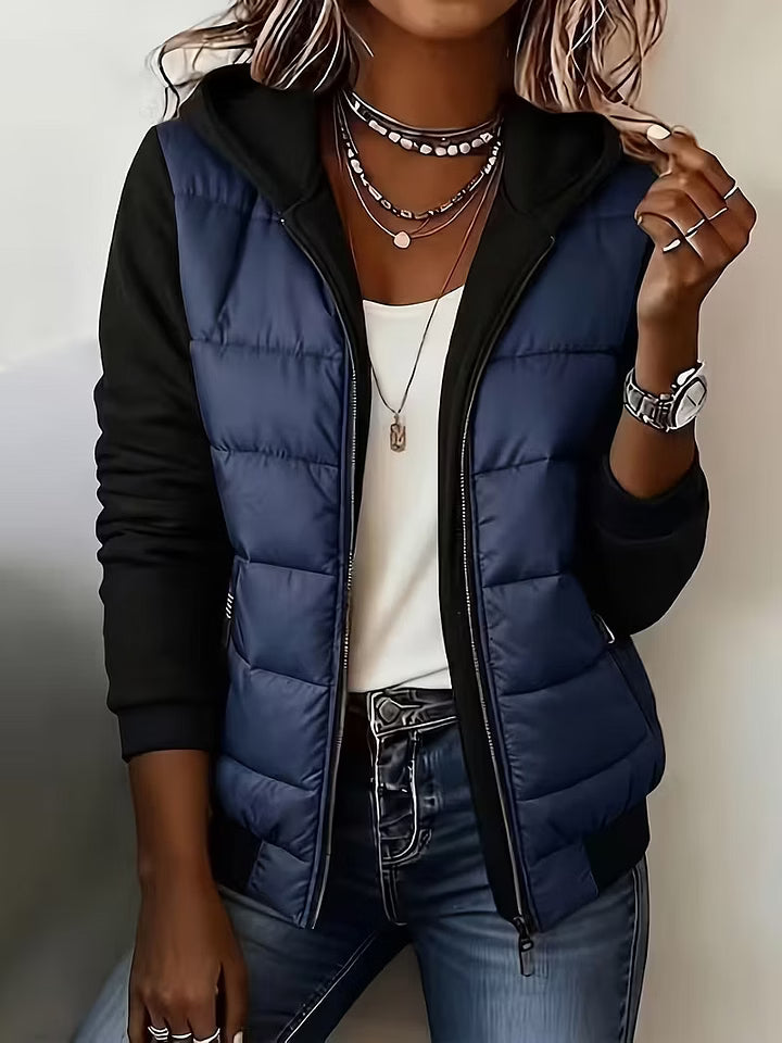 Chaqueta Combinada con Capucha – Azul