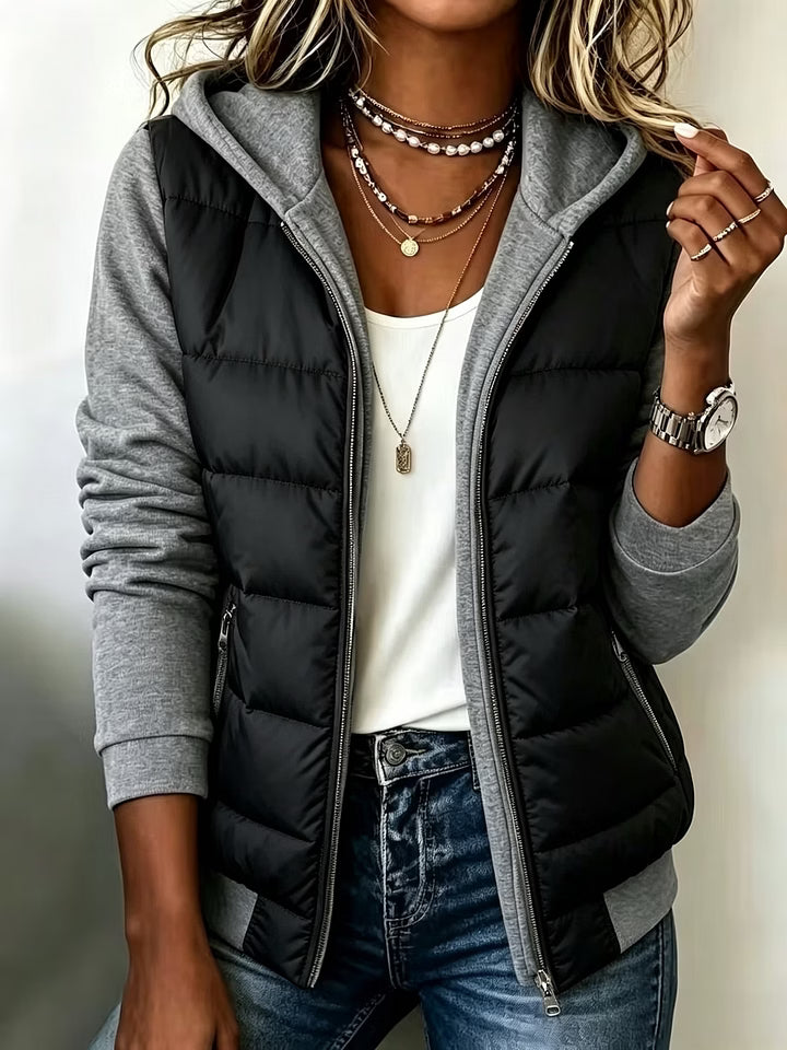 Chaqueta Combinada con Capucha – Negro