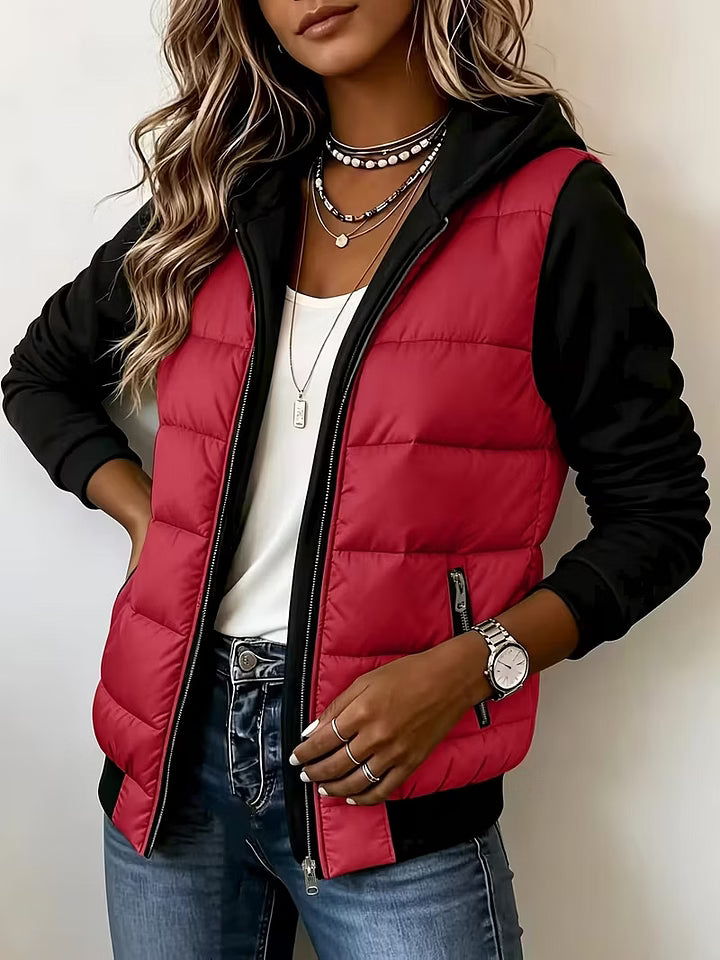 Chaqueta Combinada con Capucha – Rojo