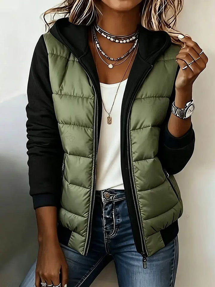 Chaqueta Combinada con Capucha – Verde