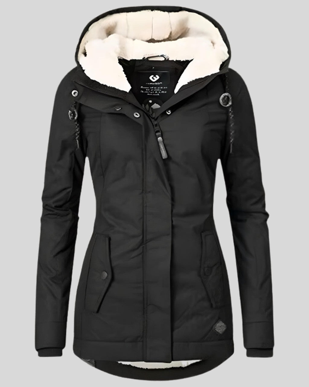 Chaqueta con Capucha Forrada – Negro