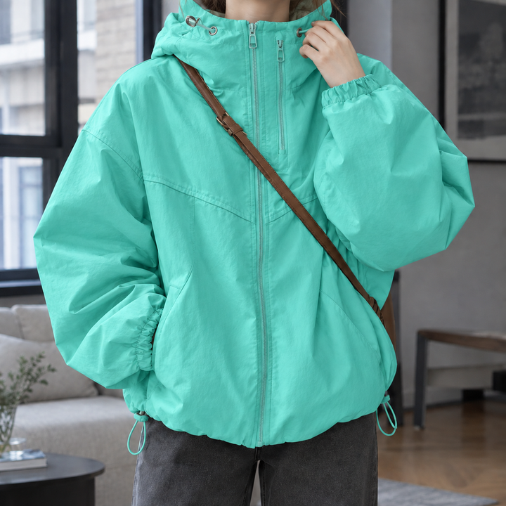 Chaqueta Corta con Capucha – Turquesa