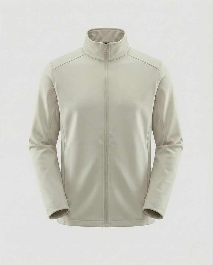 Chaqueta Entallada de Cuello Alto – Beige
