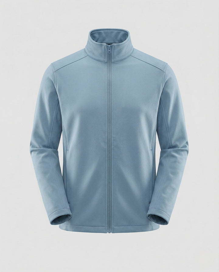 Chaqueta Entallada de Cuello Alto – Azul Claro