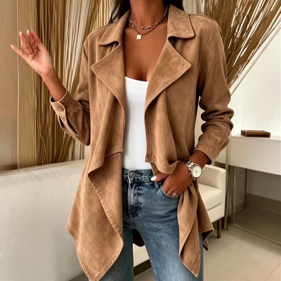 Chaqueta Fluida con Solapas – Marrón Oscuro