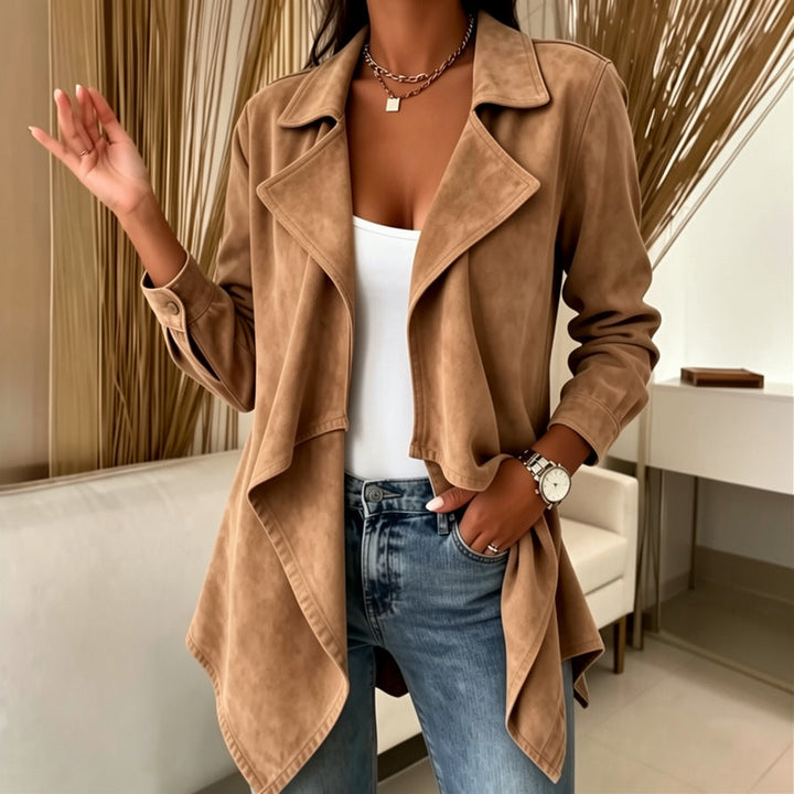 Chaqueta Fluida con Solapas – Marrón Oscuro