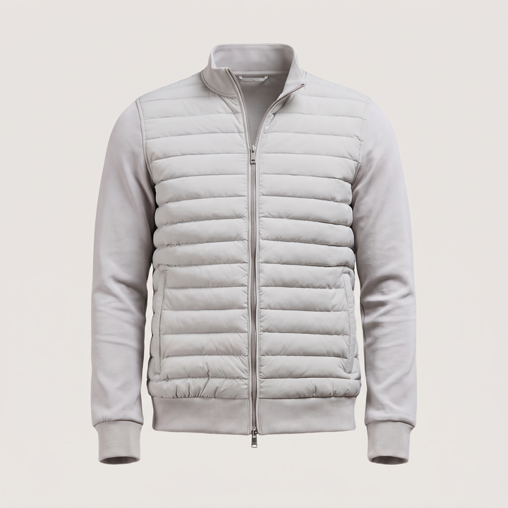 Chaqueta Híbrida con Cremallera – Gris Claro