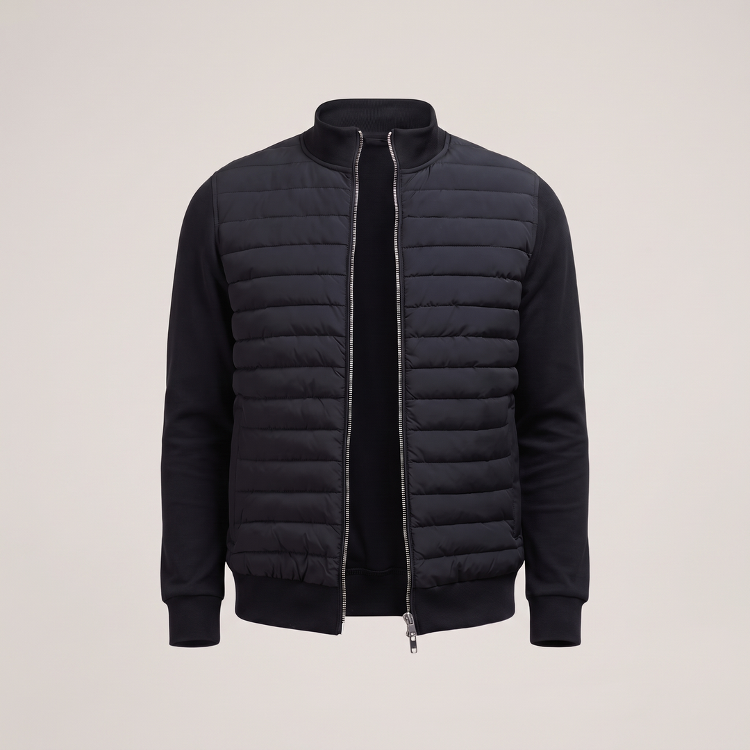Chaqueta Híbrida con Cremallera – Negro