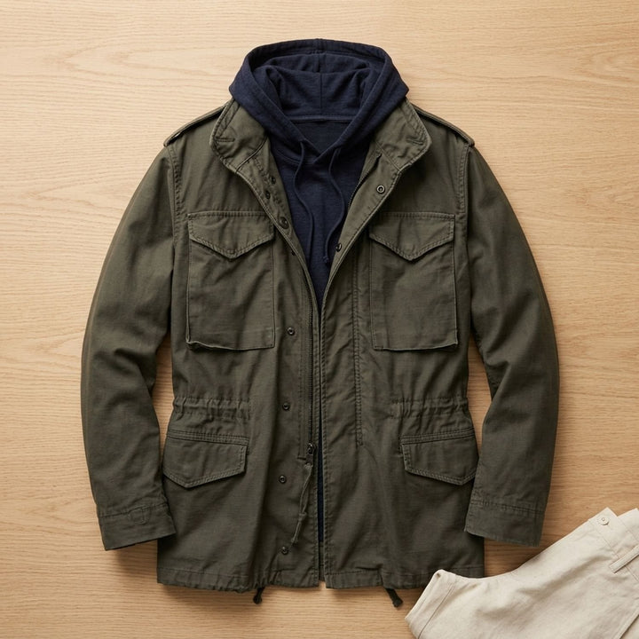 Chaqueta Militar con Bolsillos – Negro