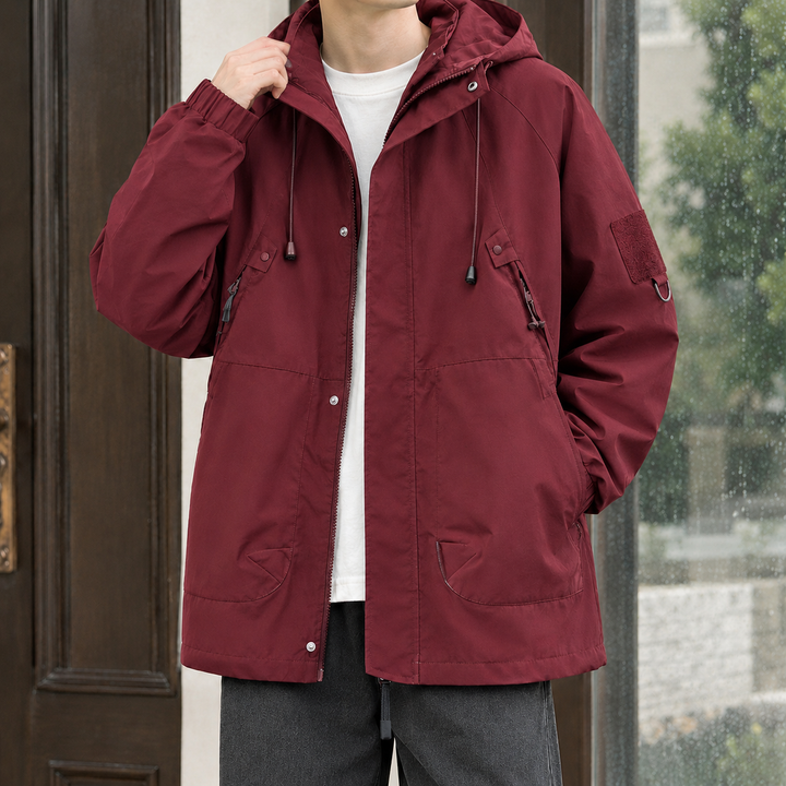 Chaqueta Multibolsillos con Capucha – Burdeos