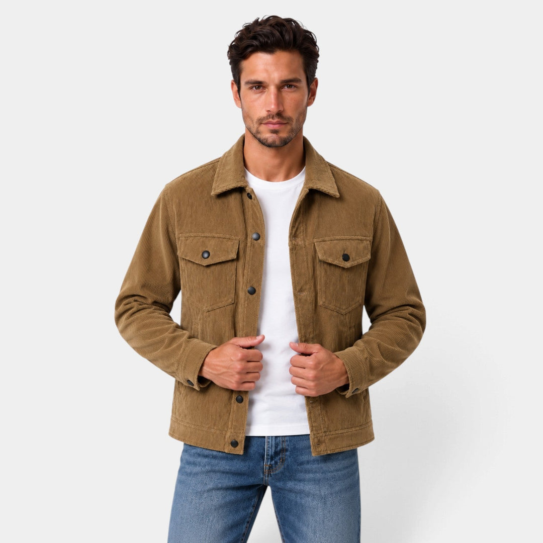 Chaqueta Recta con Botones – Marrón