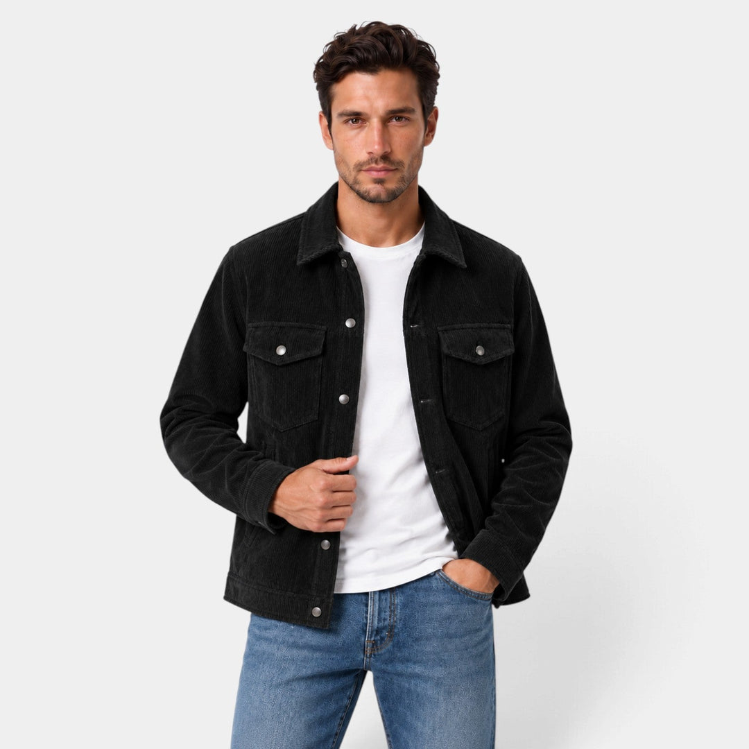 Chaqueta Recta con Botones – Negro