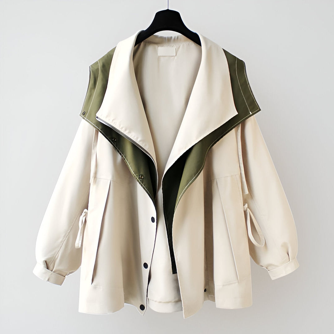 Chaqueta Reversible con Cuello Amplio – Beige