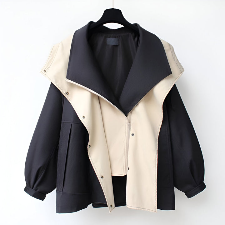 Chaqueta Reversible con Cuello Amplio – Negro