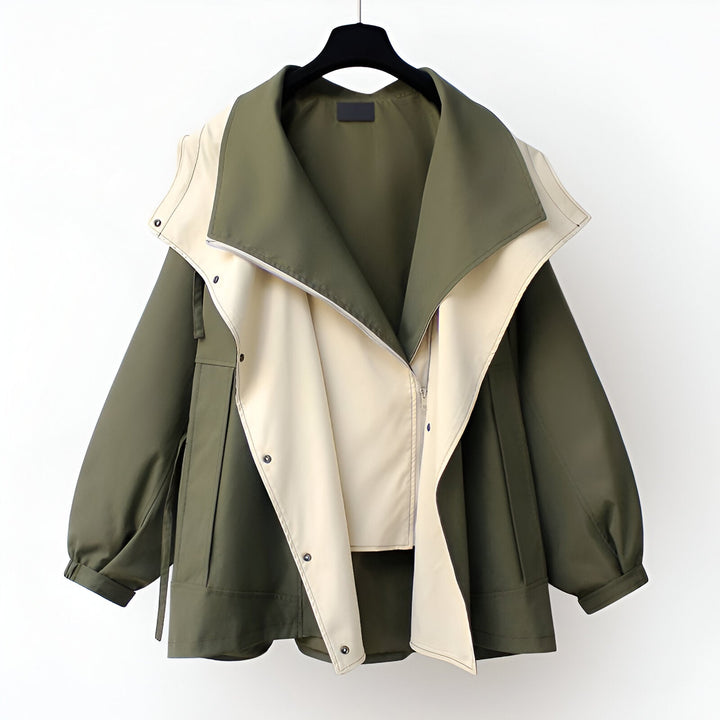 Chaqueta Reversible con Cuello Amplio – Verde