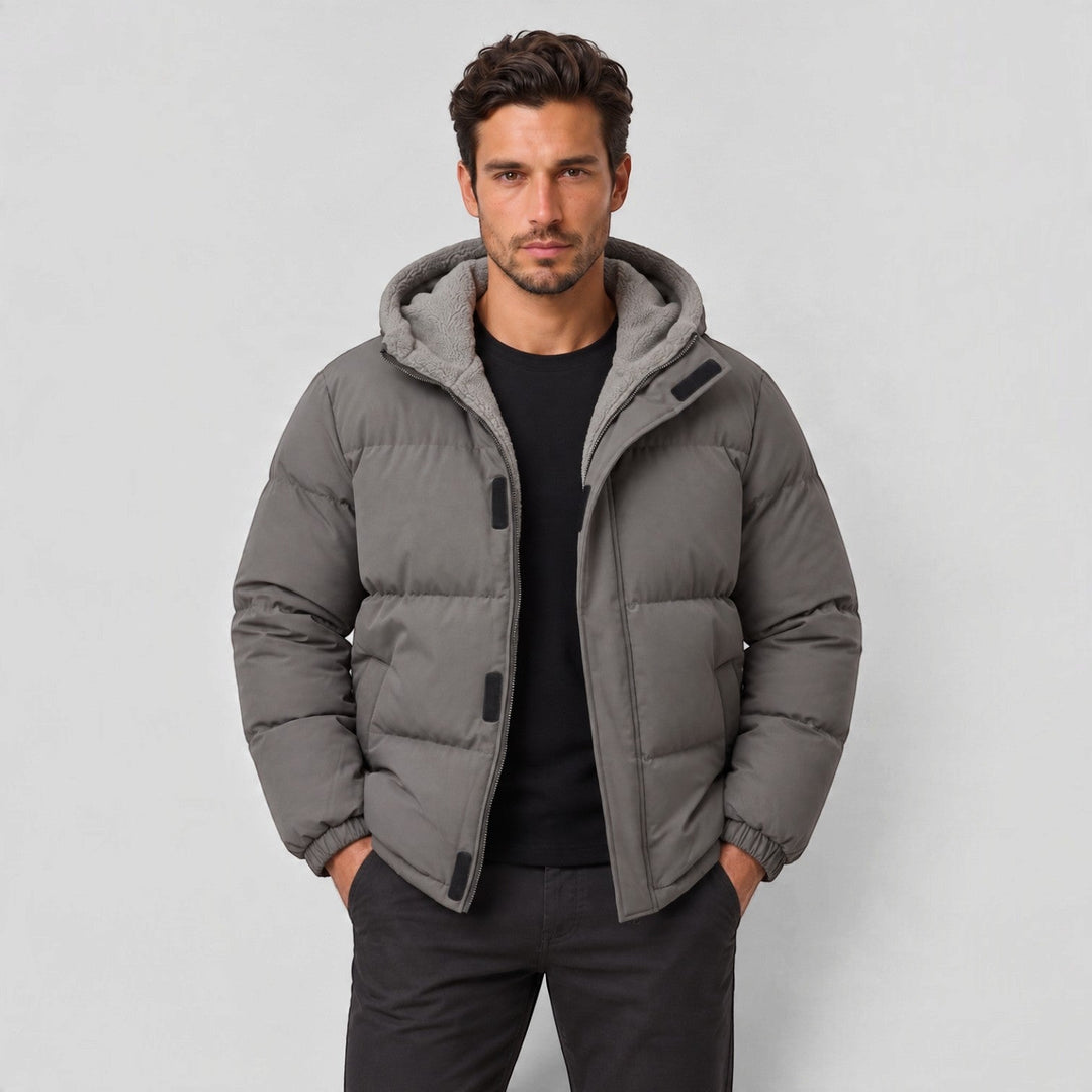 Chaqueta Robusta con Capucha – Gris Oscuro
