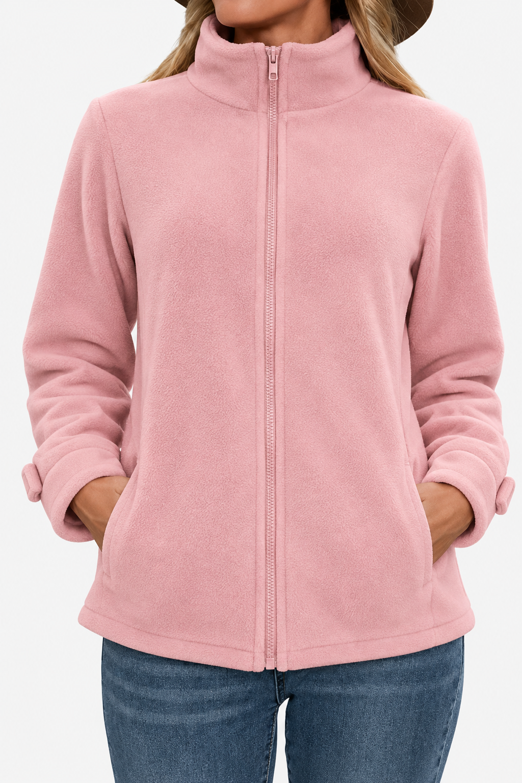 Chaqueta Suave con Cremallera – Rosa
