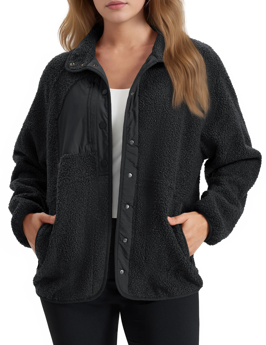 Chaqueta Suave con Botones – Negro