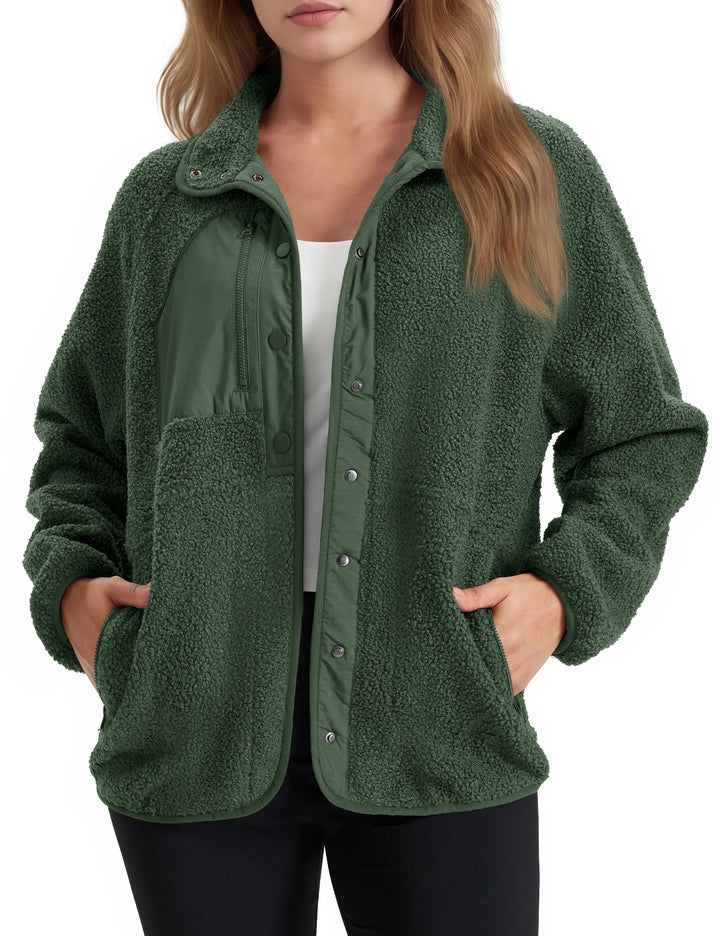 Chaqueta Suave con Botones – Verde Militar