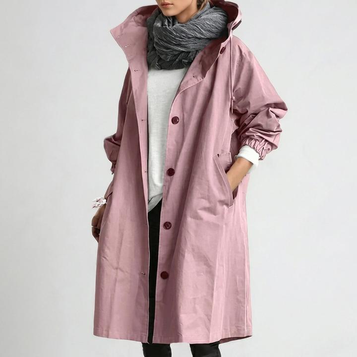Chubasquero Largo con Capucha – Rosa