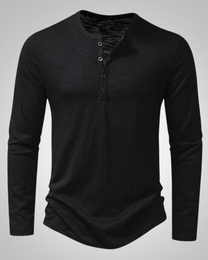 Camiseta Relajada con Botones – Negro