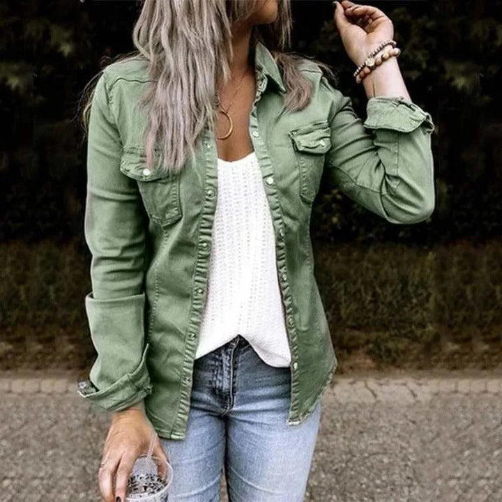 Chaqueta Camisera Entallada – Verde Militar