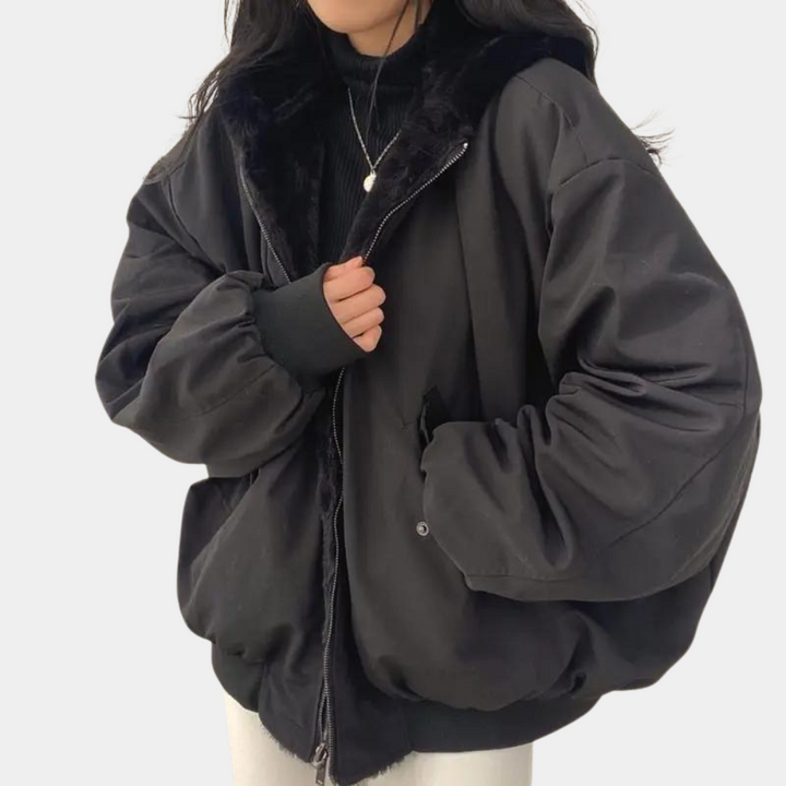 Chaqueta Oversize con Capucha – Negro