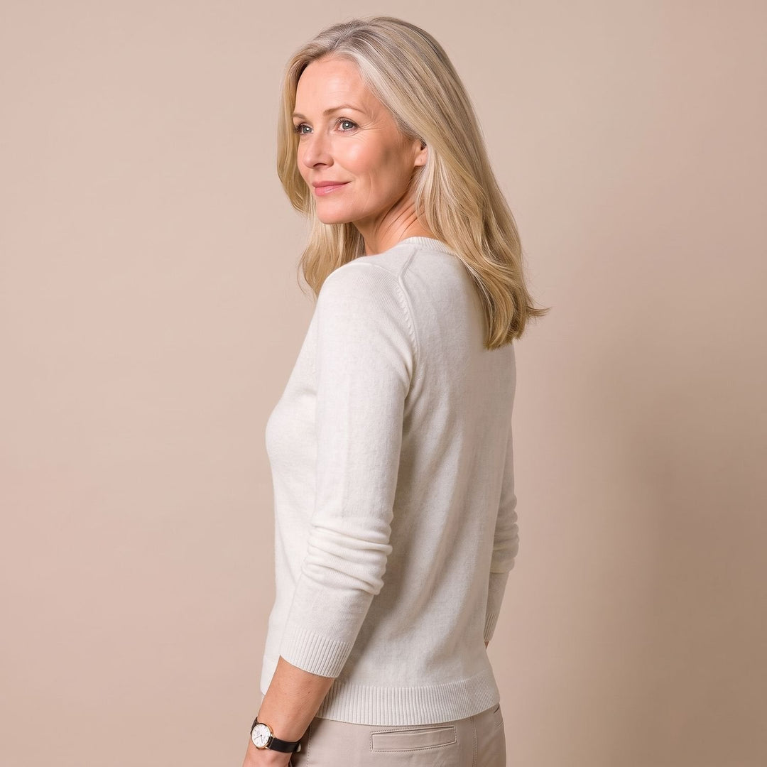 Jersey Entallado de Cuello Redondo – Blanco