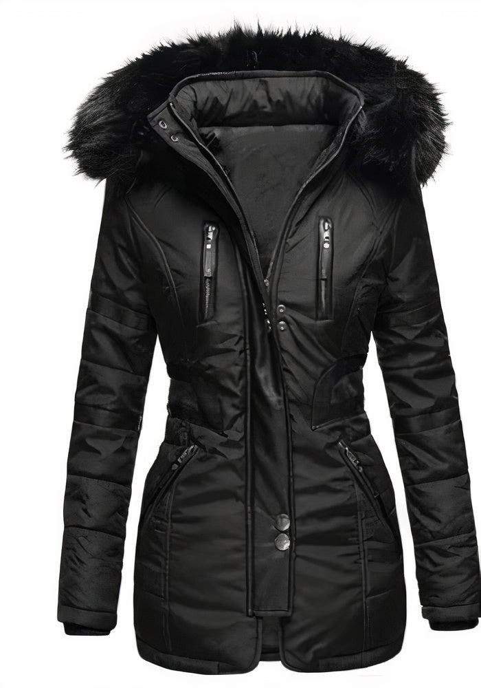 Parka Entallada con Capucha – Negro