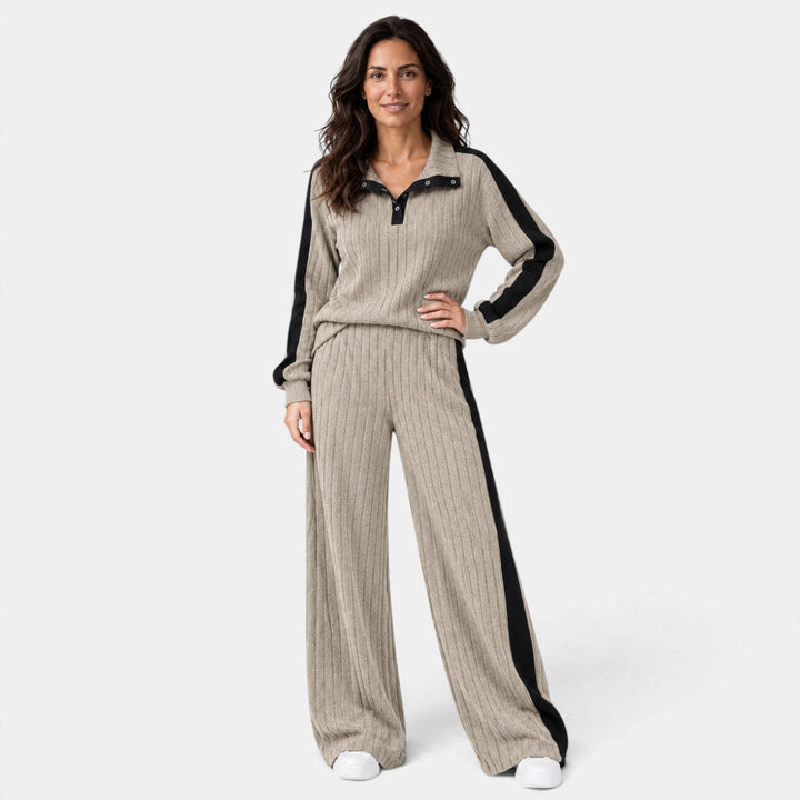 Conjunto con Rayas Laterales – Caqui