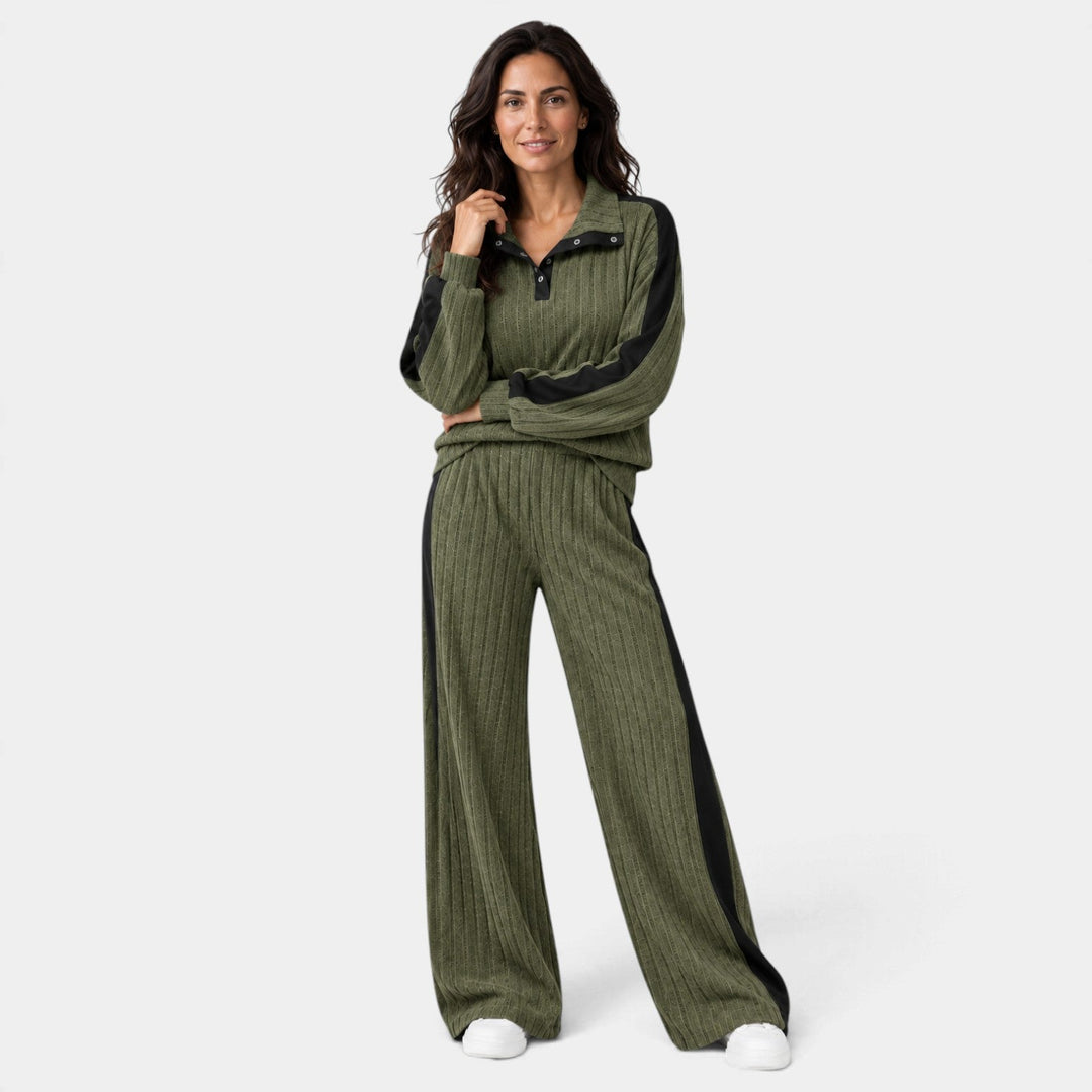 Conjunto con Rayas Laterales – Verde Oliva