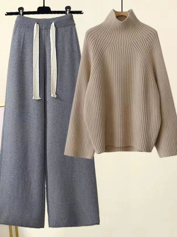 Conjunto de Pantalón Ancho – Gris y Caqui